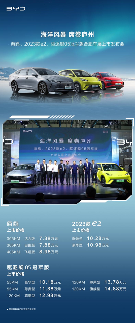 2023比亚迪合肥车展盛大开幕，海洋网三车齐发引领新能源汽车潮流